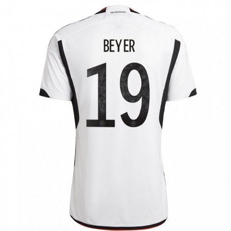 Kandiny Kinder Deutsche Jordan Beyer #19 Weiß Schwarz Heimtrikot Trikot 22-24 T-shirt