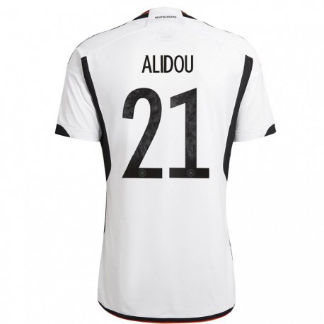 Kandiny Kinder Deutsche Faride Alidou #21 Weiß Schwarz Heimtrikot Trikot 22-24 T-shirt