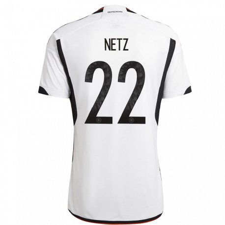 Kandiny Kinder Deutsche Luca Netz #22 Weiß Schwarz Heimtrikot Trikot 22-24 T-shirt