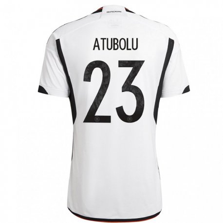 Kandiny Kinder Deutsche Noah Atubolu #23 Weiß Schwarz Heimtrikot Trikot 22-24 T-shirt