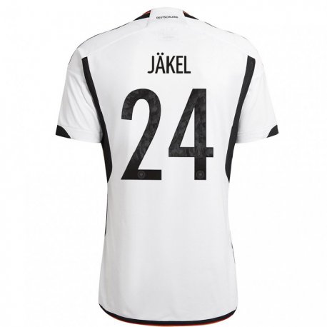 Kandiny Kinder Deutsche Frederik Jakel #24 Weiß Schwarz Heimtrikot Trikot 22-24 T-shirt