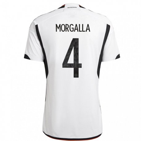 Kandiny Kinder Deutsche Leandro Morgalla #4 Weiß Schwarz Heimtrikot Trikot 22-24 T-shirt