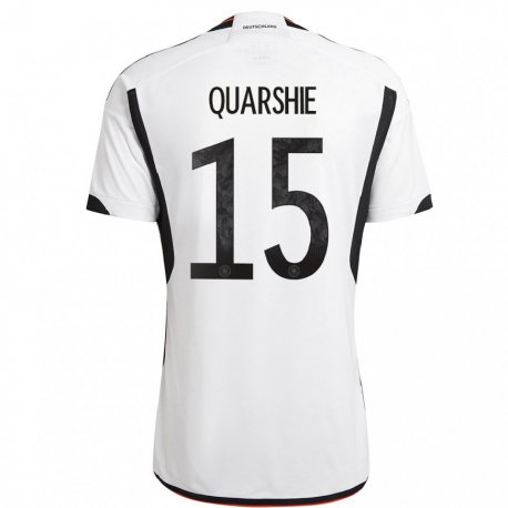 Kandiny Kinder Deutsche Joshua Quarshie #15 Weiß Schwarz Heimtrikot Trikot 22-24 T-shirt