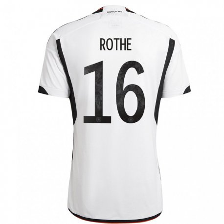 Kandiny Kinder Deutsche Tom Rothe #16 Weiß Schwarz Heimtrikot Trikot 22-24 T-shirt