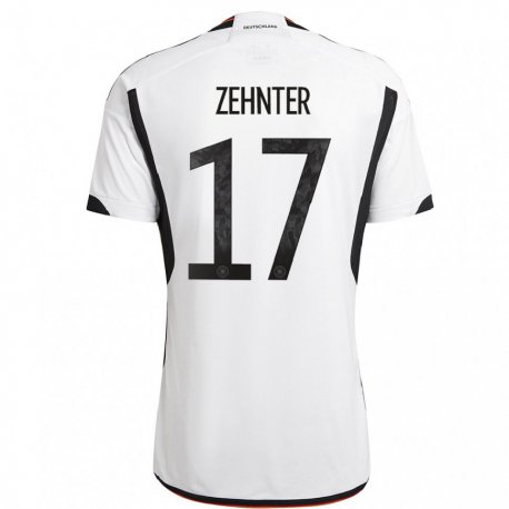 Kandiny Kinder Deutsche Aaron Zehnter #17 Weiß Schwarz Heimtrikot Trikot 22-24 T-shirt