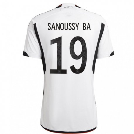 Kandiny Kinder Deutsche Sanoussy Ba #19 Weiß Schwarz Heimtrikot Trikot 22-24 T-shirt