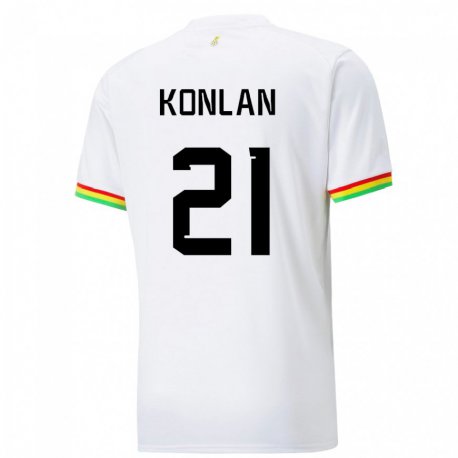 Kandiny Kinder Ghanaische Cynthia Konlan #21 Weiß Heimtrikot Trikot 22-24 T-shirt