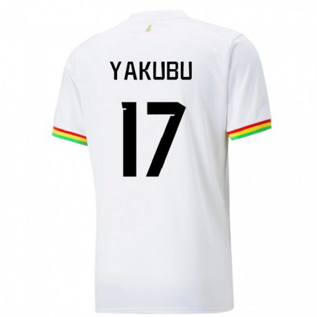 Kandiny Kinder Ghanaische Mustapha Yakubu #17 Weiß Heimtrikot Trikot 22-24 T-shirt