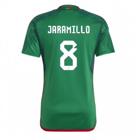 Kandiny Kinder Mexikanische Carolina Jaramillo #8 Grün Heimtrikot Trikot 22-24 T-shirt