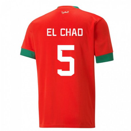 Kandiny Kinder Marokkanische Nesryne El Chad #5 Rot Heimtrikot Trikot 22-24 T-shirt