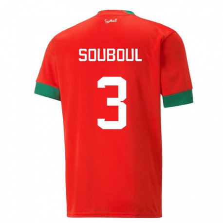 Kandiny Kinder Marokkanische Mohamed Souboul #3 Rot Heimtrikot Trikot 22-24 T-shirt