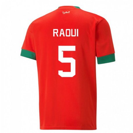 Kandiny Kinder Marokkanische Oussama Raoui #5 Rot Heimtrikot Trikot 22-24 T-shirt