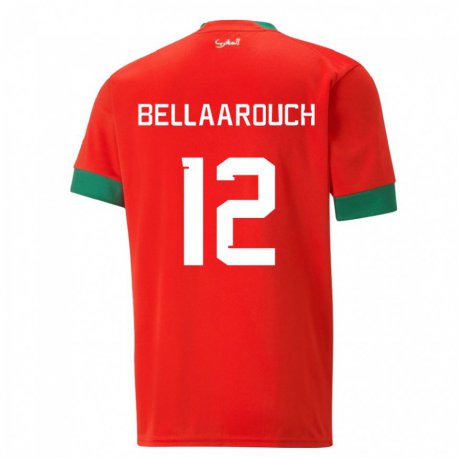Kandiny Kinder Marokkanische Alaa Bellaarouch #12 Rot Heimtrikot Trikot 22-24 T-shirt