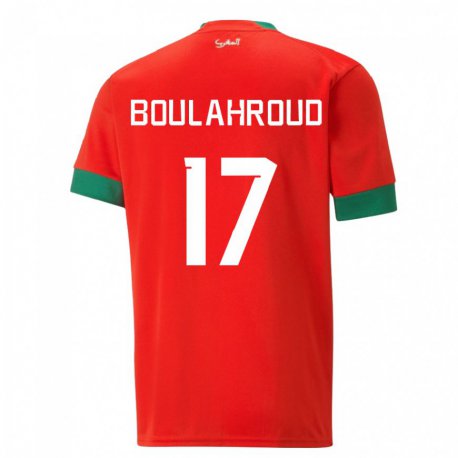 Kandiny Kinder Marokkanische Charaf Eddine Boulahroud #17 Rot Heimtrikot Trikot 22-24 T-shirt