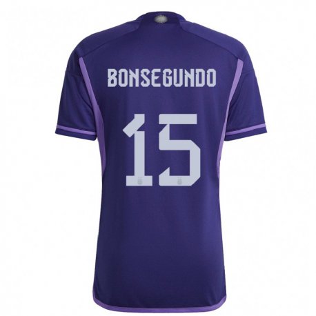 Kandiny Kinder Argentinische Florencia Bonsegundo #15 Violett Auswärtstrikot Trikot 22-24 T-shirt