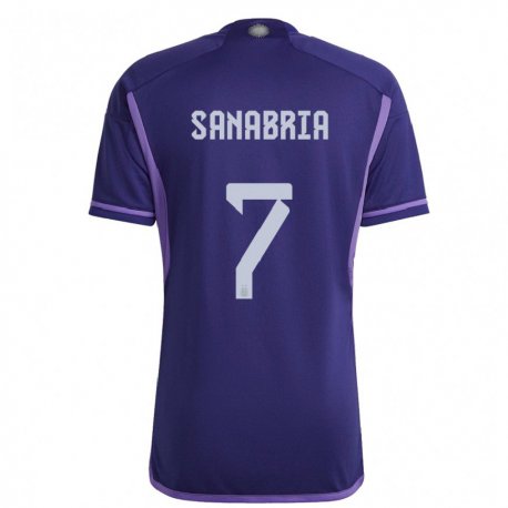 Kandiny Kinder Argentinische Mateo Sanabria #7 Violett Auswärtstrikot Trikot 22-24 T-shirt