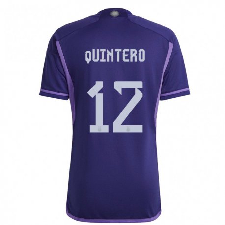 Kandiny Kinder Argentinische Valentino Quintero #12 Violett Auswärtstrikot Trikot 22-24 T-shirt