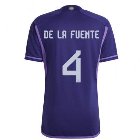 Kandiny Kinder Argentinische Hernan De La Fuente #4 Violett Auswärtstrikot Trikot 22-24 T-shirt
