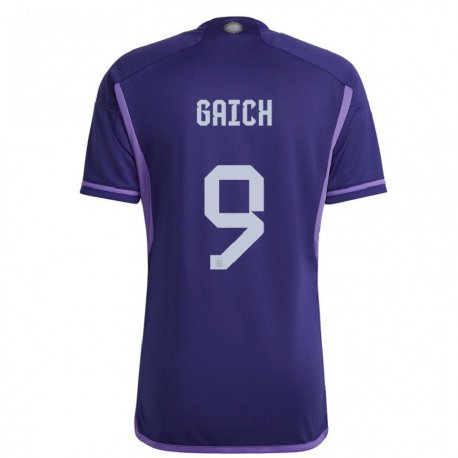 Kandiny Kinder Argentinische Adolfo Gaich #9 Violett Auswärtstrikot Trikot 22-24 T-shirt