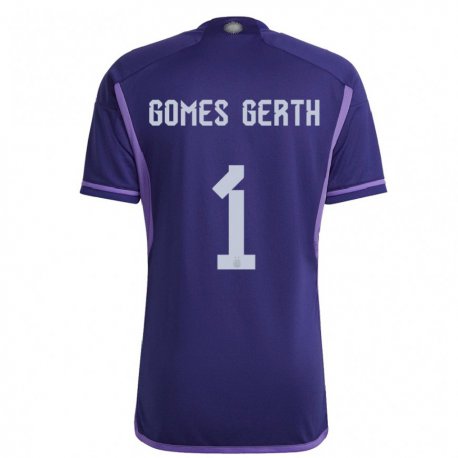 Kandiny Kinder Argentinische Federico Gomes Gerth #1 Violett Auswärtstrikot Trikot 22-24 T-shirt