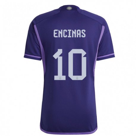 Kandiny Kinder Argentinische Axel Encinas #10 Violett Auswärtstrikot Trikot 22-24 T-shirt
