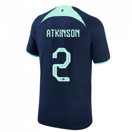 Kandiny Kinder Australische Nathaniel Atkinson #2 Dunkelblau Auswärtstrikot Trikot 22-24 T-shirt