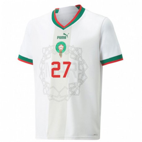 Kandiny Kinder Marokkanische Amine Ghazoini #27 Weiß Auswärtstrikot Trikot 22-24 T-shirt