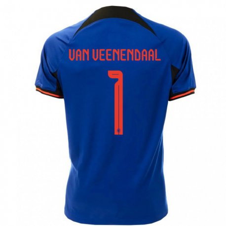 Kandiny Kinder Niederländische Sari Van Veenendaal #1 Königsblau Auswärtstrikot Trikot 22-24 T-shirt