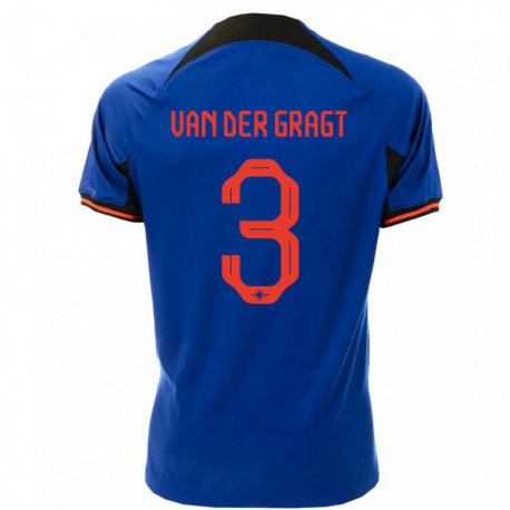 Kandiny Kinder Niederländische Stefanie Van Der Gragt #3 Königsblau Auswärtstrikot Trikot 22-24 T-shirt