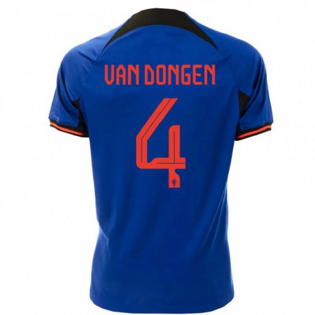 Kandiny Kinder Niederländische Merel Van Dongen #4 Königsblau Auswärtstrikot Trikot 22-24 T-shirt