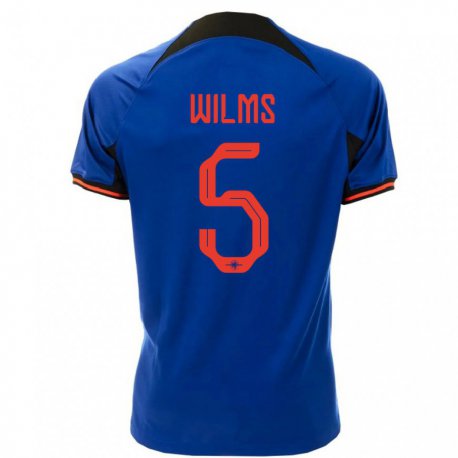 Kandiny Kinder Niederländische Lynn Wilms #5 Königsblau Auswärtstrikot Trikot 22-24 T-shirt