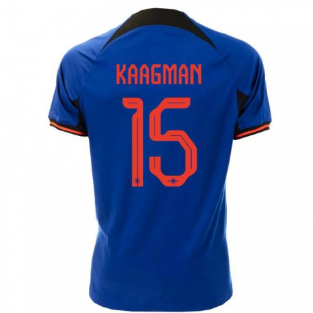 Kandiny Kinder Niederländische Inessa Kaagman #15 Königsblau Auswärtstrikot Trikot 22-24 T-shirt