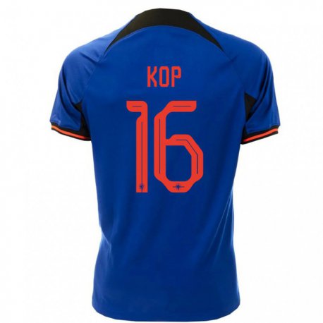 Kandiny Kinder Niederländische Lize Kop #16 Königsblau Auswärtstrikot Trikot 22-24 T-shirt