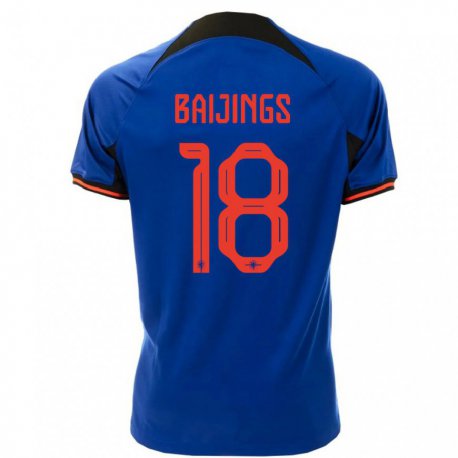 Kandiny Kinder Niederländische Jill Baijings #18 Königsblau Auswärtstrikot Trikot 22-24 T-shirt