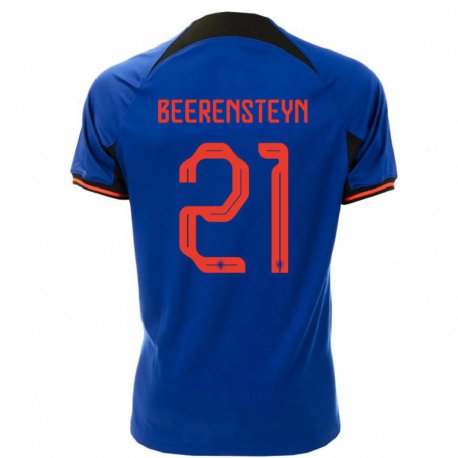 Kandiny Kinder Niederländische Lineth Beerensteyn #21 Königsblau Auswärtstrikot Trikot 22-24 T-shirt