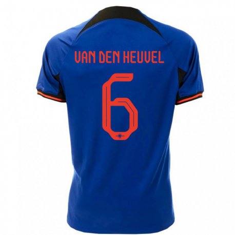 Kandiny Kinder Niederländische Tim Van Den Heuvel #6 Königsblau Auswärtstrikot Trikot 22-24 T-shirt