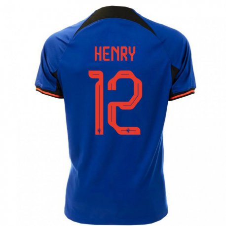 Kandiny Kinder Niederländische Alvaro Henry #12 Königsblau Auswärtstrikot Trikot 22-24 T-shirt