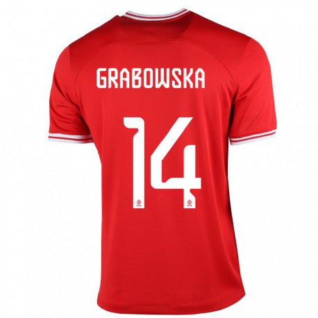 Kandiny Kinder Polnische Dominika Grabowska #14 Rot Auswärtstrikot Trikot 22-24 T-shirt