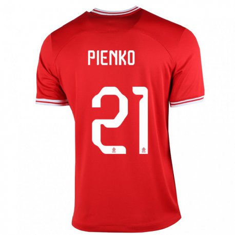 Kandiny Kinder Polnische Tomasz Pienko #21 Rot Auswärtstrikot Trikot 22-24 T-shirt