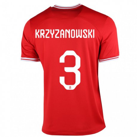 Kandiny Kinder Polnische Jakub Krzyzanowski #3 Rot Auswärtstrikot Trikot 22-24 T-shirt