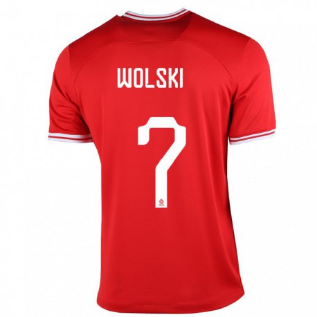 Kandiny Kinder Polnische Filip Wolski #7 Rot Auswärtstrikot Trikot 22-24 T-shirt