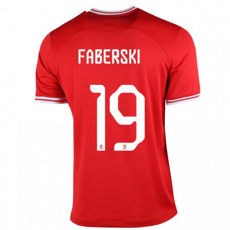 Kandiny Kinder Polnische Jan Faberski #19 Rot Auswärtstrikot Trikot 22-24 T-shirt