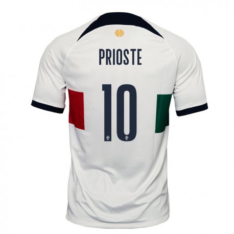 Kandiny Kinder Portugiesische Diogo Prioste #10 Weiß Auswärtstrikot Trikot 22-24 T-shirt