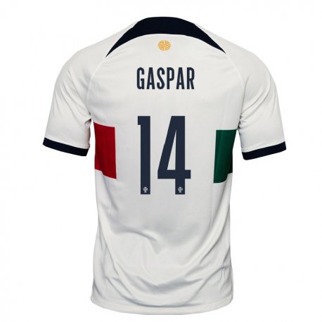 Kandiny Kinder Portugiesische Guilherme Gaspar #14 Weiß Auswärtstrikot Trikot 22-24 T-shirt