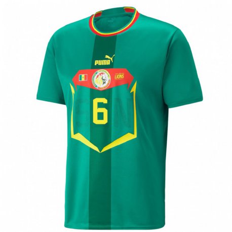 Kandiny Kinder Senegalesische Edmee Diagne #6 Grün Auswärtstrikot Trikot 22-24 T-shirt