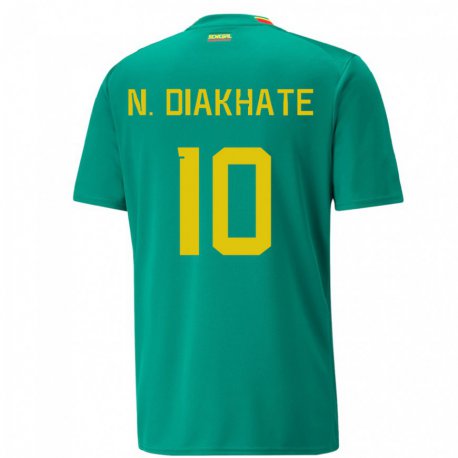 Kandiny Kinder Senegalesische Ndeye Awa Diakhate #10 Grün Auswärtstrikot Trikot 22-24 T-shirt
