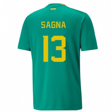 Kandiny Kinder Senegalesische Jeannette Sagna #13 Grün Auswärtstrikot Trikot 22-24 T-shirt