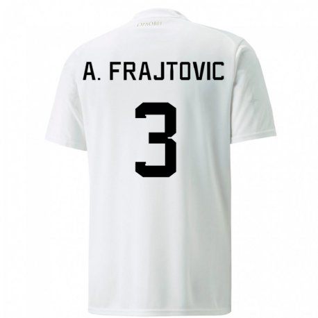 Kandiny Kinder Serbische Andela Frajtovic #3 Weiß Auswärtstrikot Trikot 22-24 T-shirt