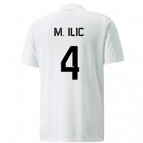 Kandiny Kinder Serbische Marija Ilic #4 Weiß Auswärtstrikot Trikot 22-24 T-shirt