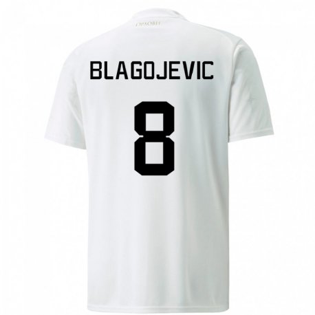 Kandiny Kinder Serbische Dina Blagojevic #8 Weiß Auswärtstrikot Trikot 22-24 T-shirt